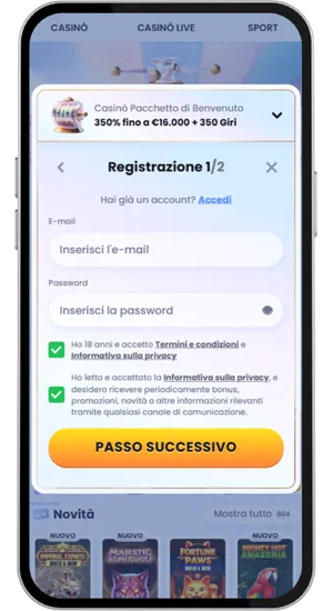 Registrazione e deposito minimo da €5 per giocare a Buffalo Blitz